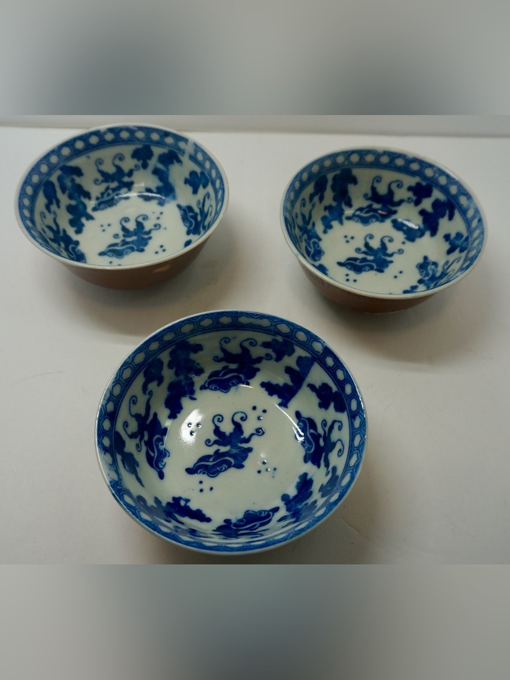 Vintage Nippon Bat & Cloud Cafe au Lait Bowls - Set of 3